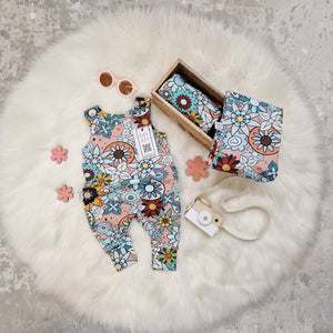 60s inspired printed baby clothes - dungarees
