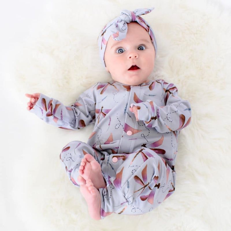 Dragonfly printed new baby coming home outfit 