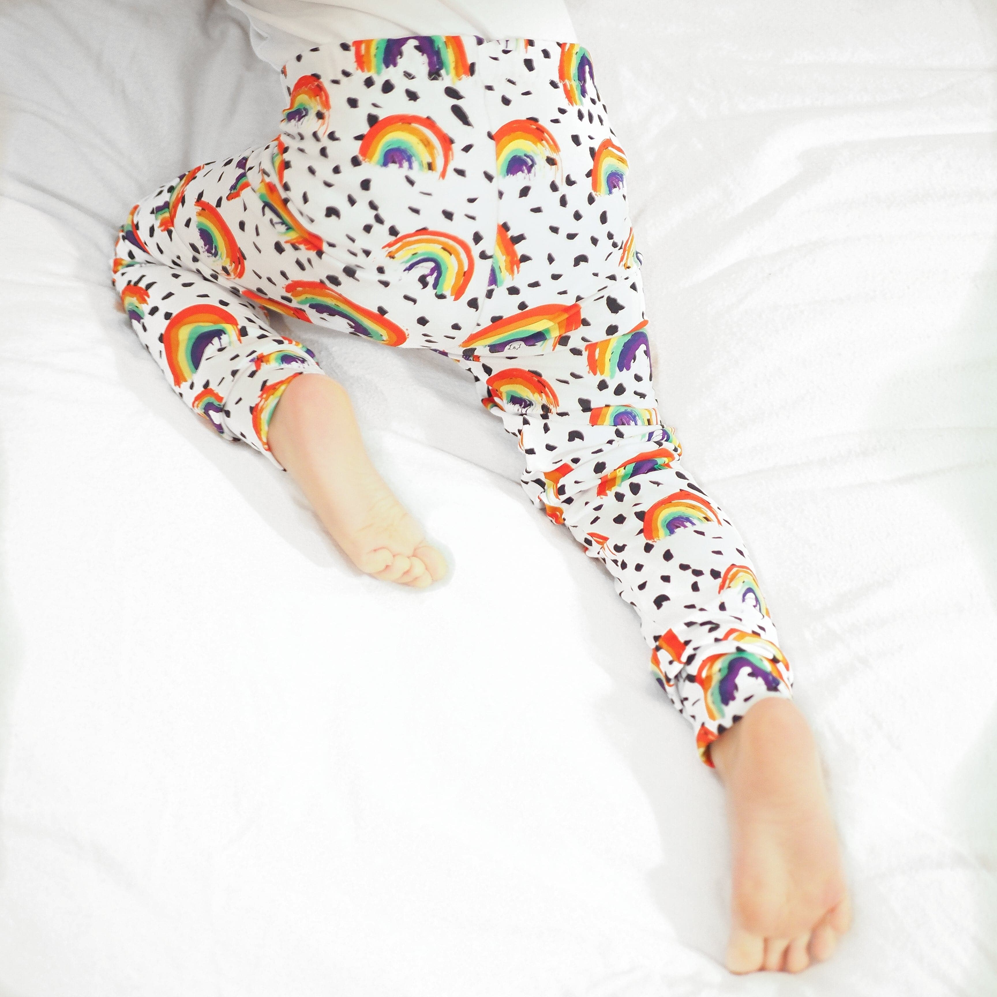 Rainbow Print Baby Child Leggings Handmade in the UK