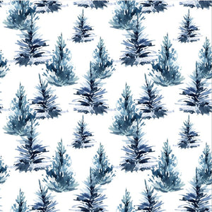 inky trees jersey on a white background with blue print