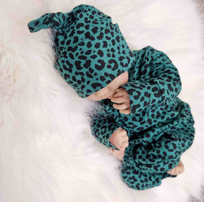 Unisex Leopard print baby romper by Lottie & lysh