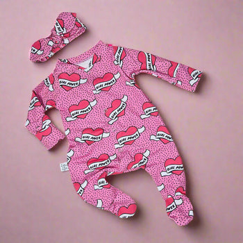 Girl power babygrow and headband set