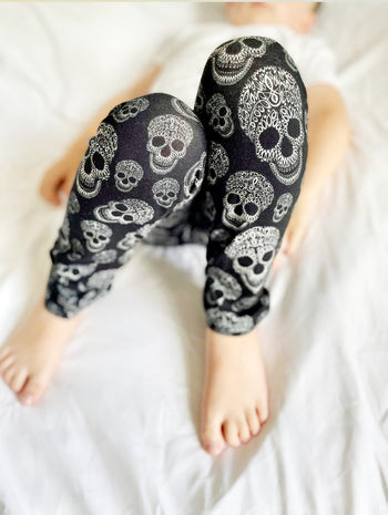 Black and white skull kids leggings by Lottie & Lysh