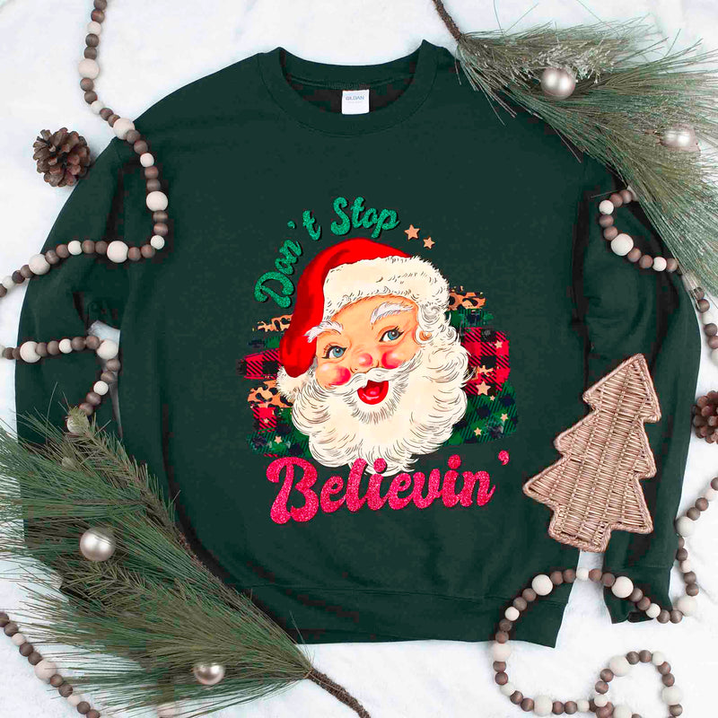 Kids christmas sweatshirt with father christmas face print