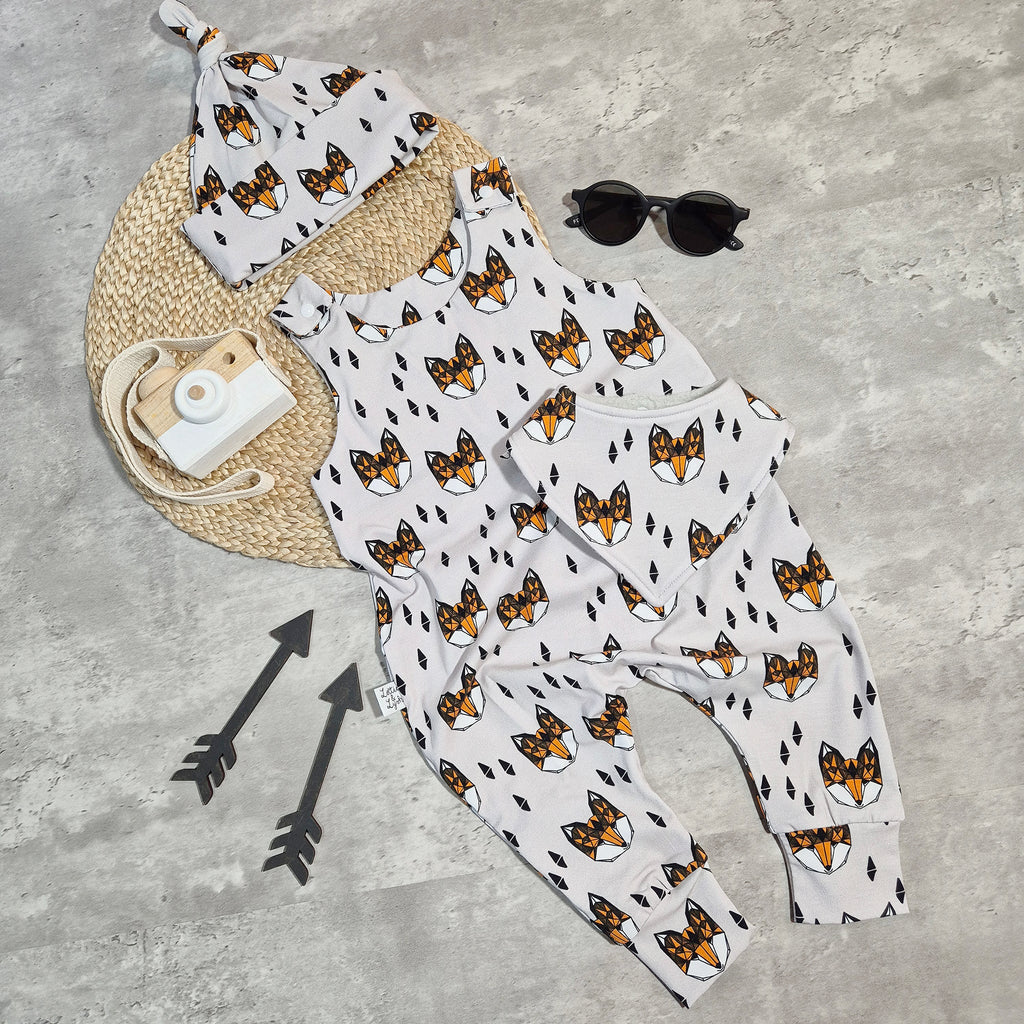 Fox print baby boy romper by Lottie & Lysh