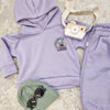 kids lilac tracksuit with positivitiea print detail