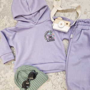 kids lilac tracksuit with positivitiea print detail