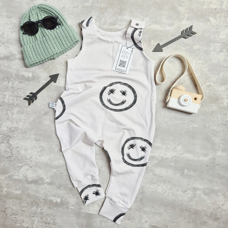 painted smile face dungarees for kids