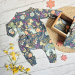 floral babygrow featuring cute bunny print