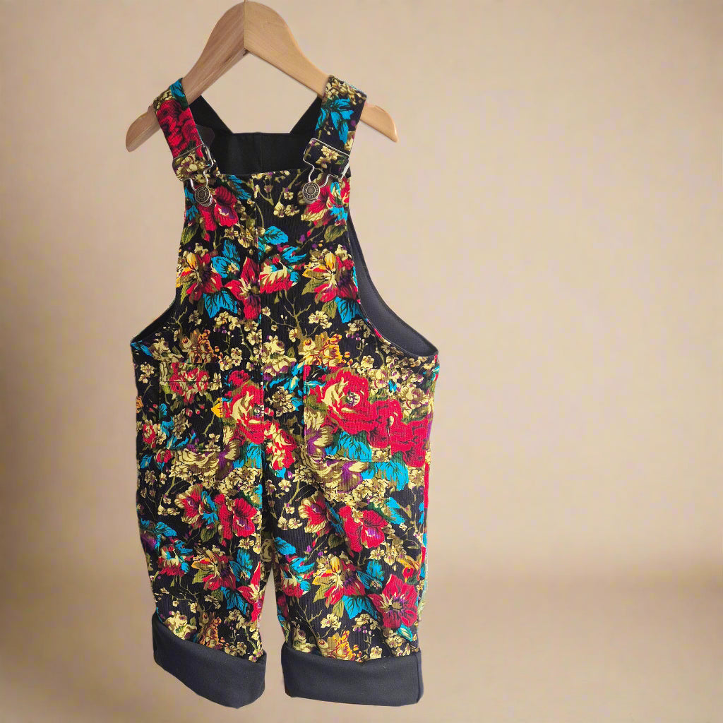 girls vintage inspired floral cord dungarees