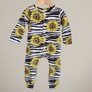 sunflower print baby romper