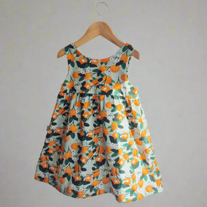 orange print girls dress