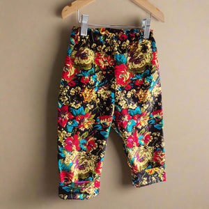 baby cord trousers in vintage inspired floral corduroy fabric