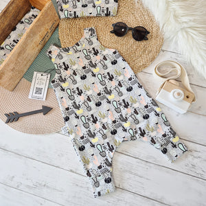 cactus print romper for babies and toddlers

