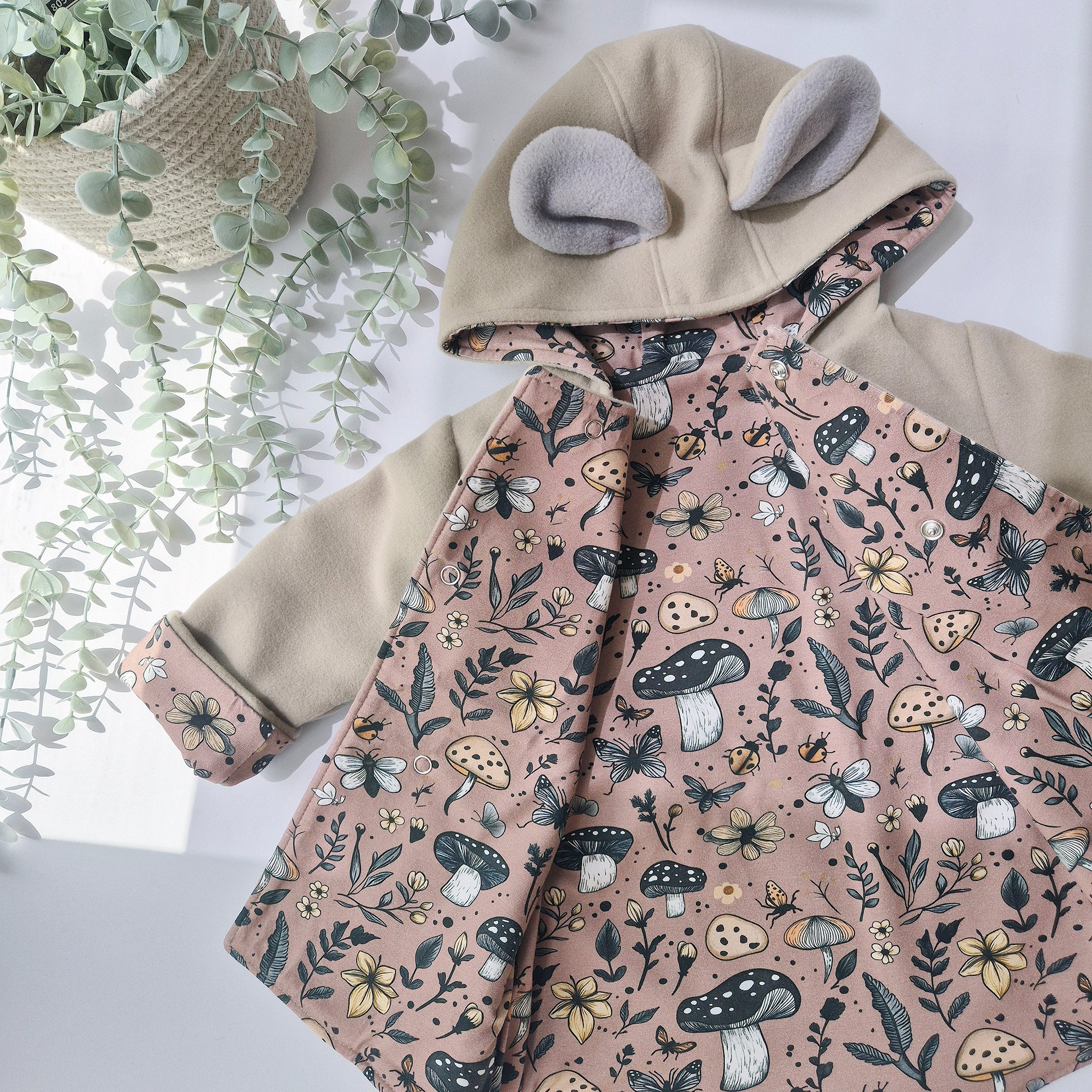 ジャケット・アウター Katie 25TH BABY BEAR stadium jumper Reversible Bear Jacket - Vegan Wool & Foragers Print | Lottie & Lysh
