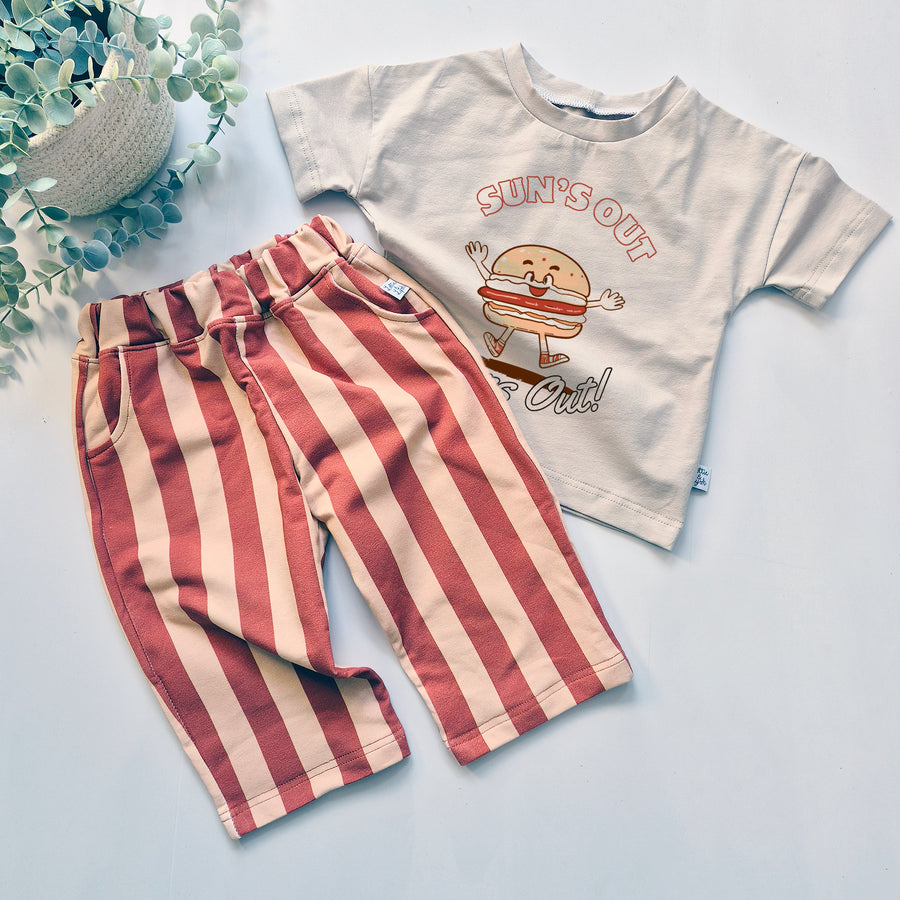 Kids Baggy Trousers | Salmon Stripe