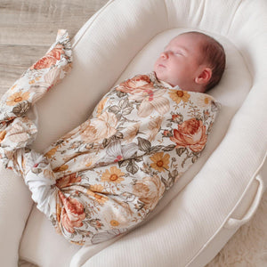floral baby girls swaddle blanket handmade in the uk