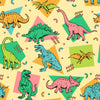 Retro style dinosaur printed jersey fabric