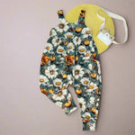 bee and flower print gathered toddler romper