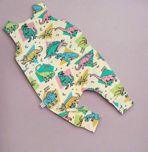 dinosaur print baby dungarees
