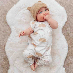 boho baby boy outfit with sunrise print detail