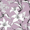 mauve lily printed jersey fabric