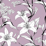 mauve lily printed jersey fabric