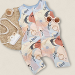 Abstract print unisex summer romper for toddlers