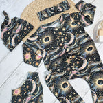 Celestial themed baby outfit with hat, headband and bib