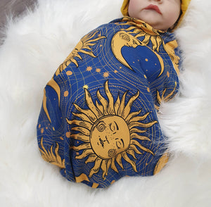 star and moon print baby swaddle