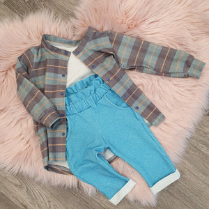Denim look paperbag trousers for toddler and babies