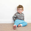 retro style slacks for toddlers in denim effect jersey fabric