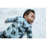 Baby boy wearing tie dye monochrome baby clothing by lottie & lysh