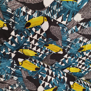 Toucan print organic jersey fabric for childrens clothing at Lottie & Lysh