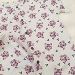 light grey jersey fabric with pink big cat detail by lottie & lysh