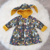 Boutique baby clothing by Lottie & Lysh. Floral and mustard bunny jacket for babies and toddlers