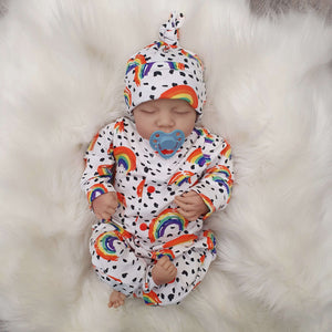 handmade rainbow baby romper matching hat set