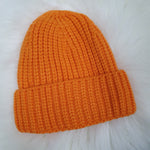 Orange kids knitted beanie hat by Lottie & Lysh