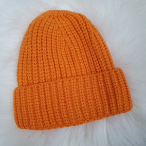Orange kids knitted beanie hat by Lottie & Lysh