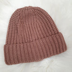 Brown knitted beanie hat for kids