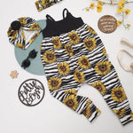 Sunflower print romper for children and babies by lottie and lysh