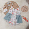 seaside themed ballerina romper for babies and toddlers. Handmade in the UK by Lottie & Lysh
