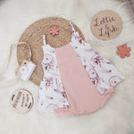 pink baby girl ballet romper handmade by Lottie & Lysh
