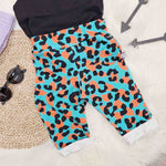 product image of Lottie & Lysh tango cheetah, blue and orange leopard print cropped trousers for children