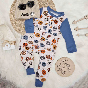 smile face baby boy romper by lottie and lysh