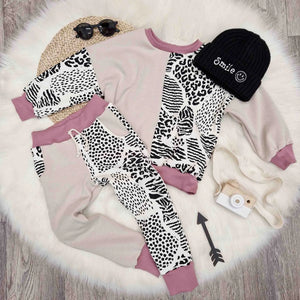 Girls handmade tracksuit with animal print accents by Lottie & Lysh