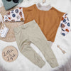 sage grid print baby and toddler leggings with oversized sweatshirt in ginger