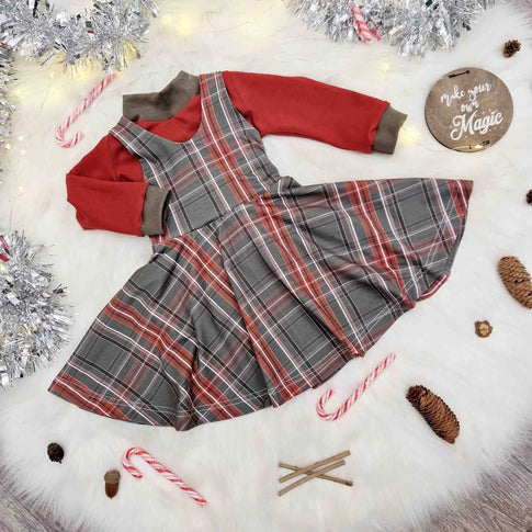 Girl s Tartan Dress Christmas Pinafore Lottie Lysh
