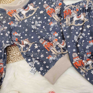 Nutcracker and rocking horse christmas day outfit for children and babies