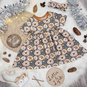 Nordic pine printed Toddler dress by Lottie & Lysh
